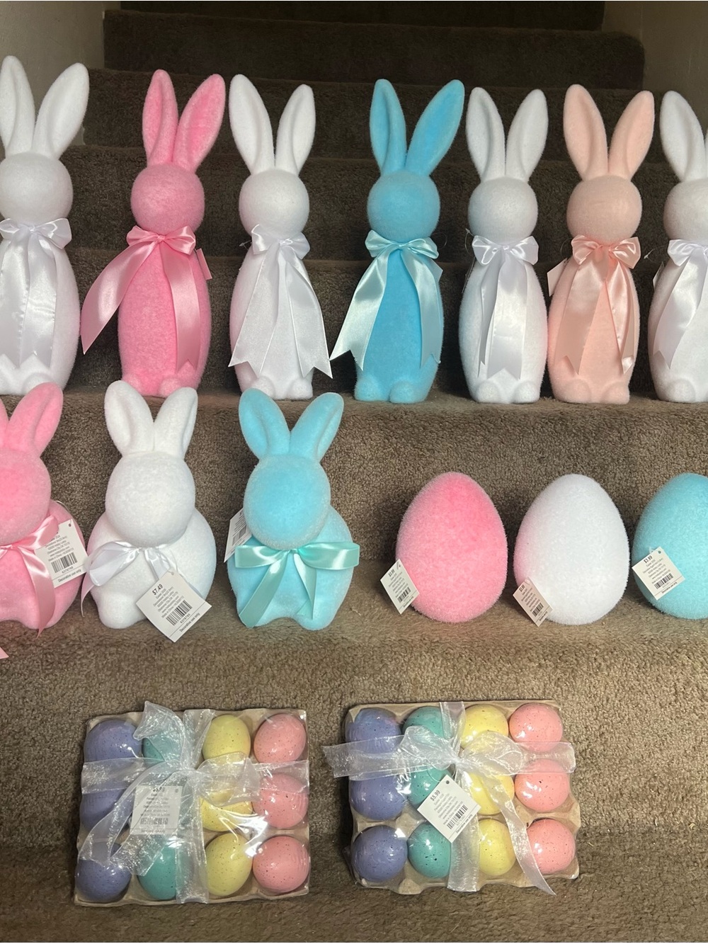 Hobby Lobby Pastel Easter Bunny & Egg Set in Pink, Blue, White, Peach
